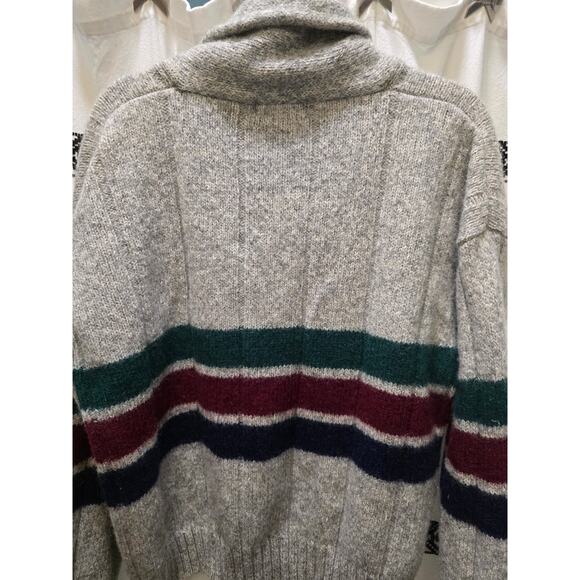 Vintage Eddie Bauer gray green blue red striped thick knit wool blend sweater XL - Picture 14 of 14
